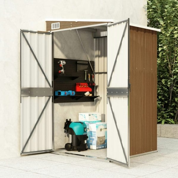Berkfield Wall-mounted Garden Shed Brown 118x100x178 cm Galvanised Steel