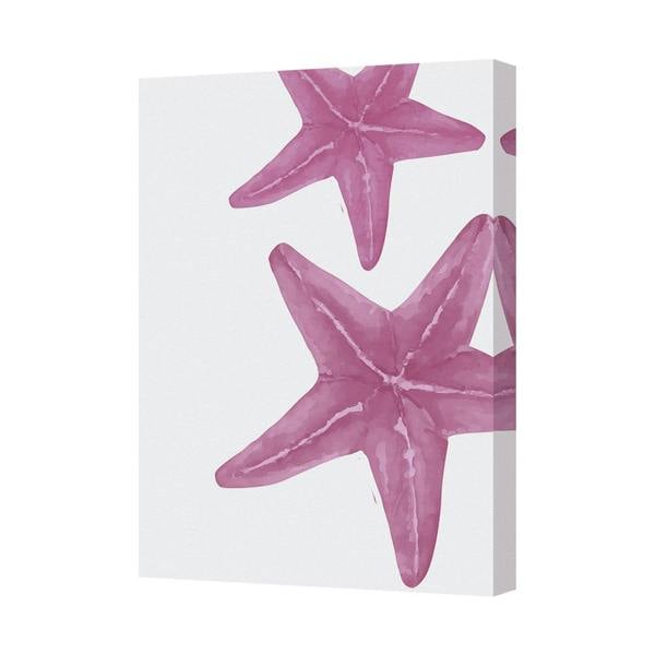 Benjamin Tate Design Pink Starfish On White Canvas Art Print For Coastal Home Decor
