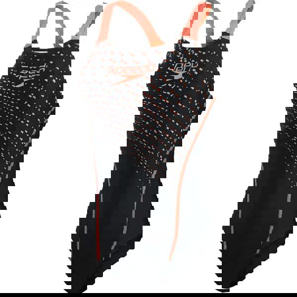 Black Speedo Medley Logo Medalist swimsuit with orange accents