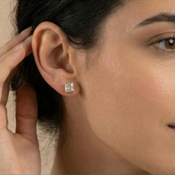 Spero London 9ct Solid Gold Square Stud Earrings