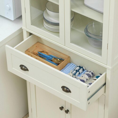 Wyld Haus Fidozi Wooden Cream White 5 Tier Freestanding Kitchen Cupboard With Adjustable Shelves And Drawer