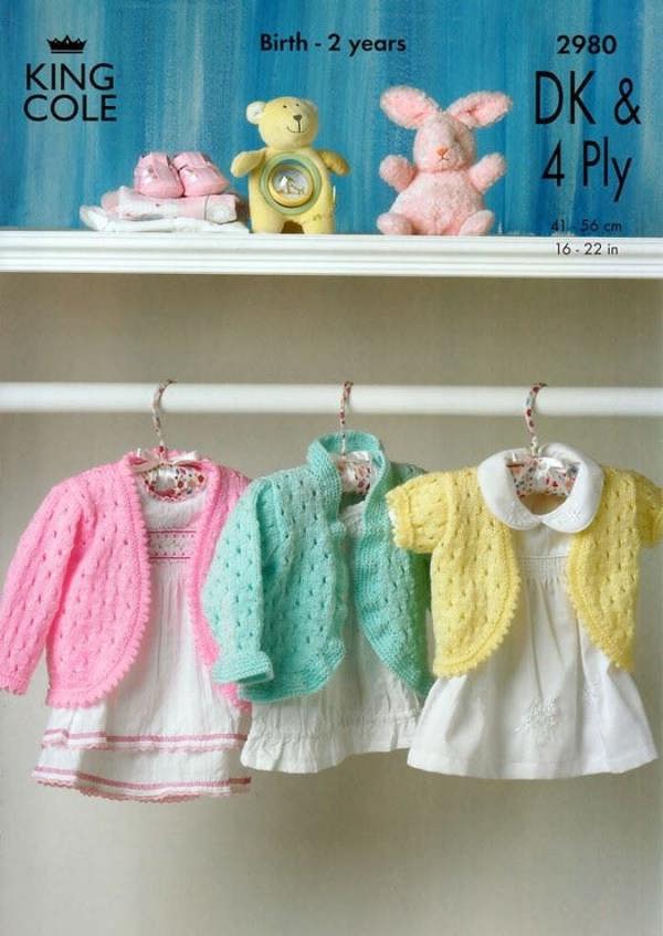 King Cole Baby Knitting Pattern 2980, Cardigans for Baby, New Born - 2 Years - Intermediate