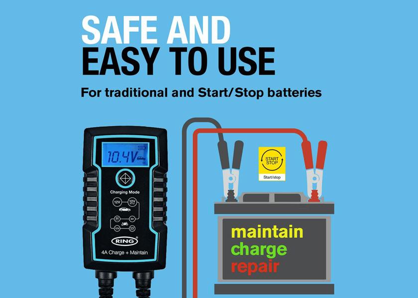 Ring Automotive 4A Smart Charger and Battery Maintainer Perfect for mowers, motorcycles and cars 6/12V