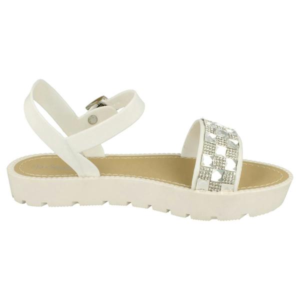 Savannah Ladies Savannah Diamante and Jewel Trim Flat Mules
