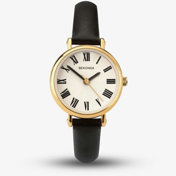 Sekonda Classic Cream Dial Black Leather Strap Watch 40085
