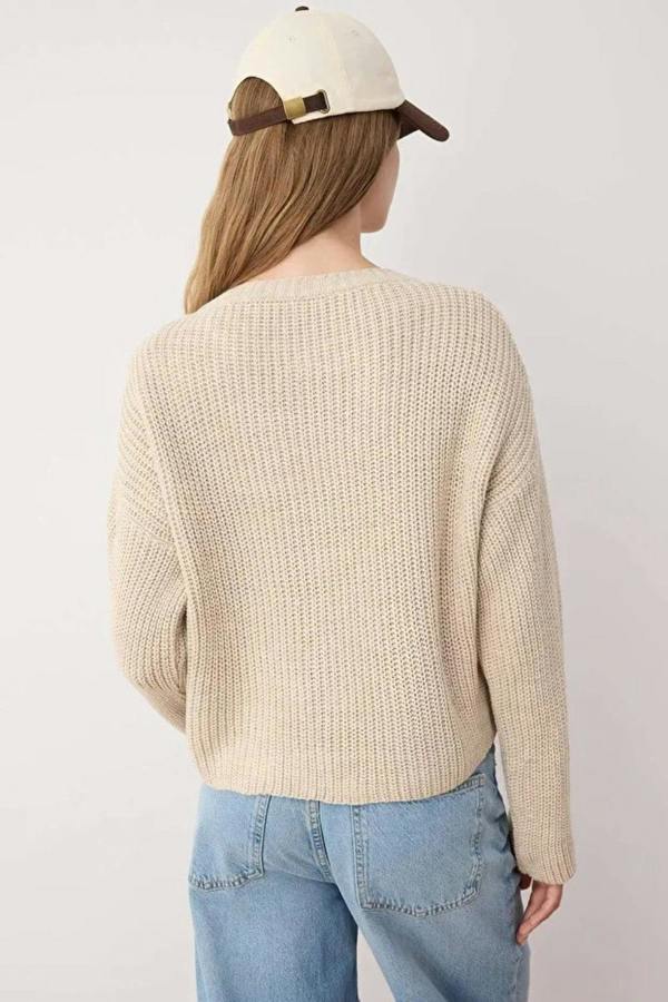 Hoxton Gal Cropped Basic Striped Oversized Knit Sweater