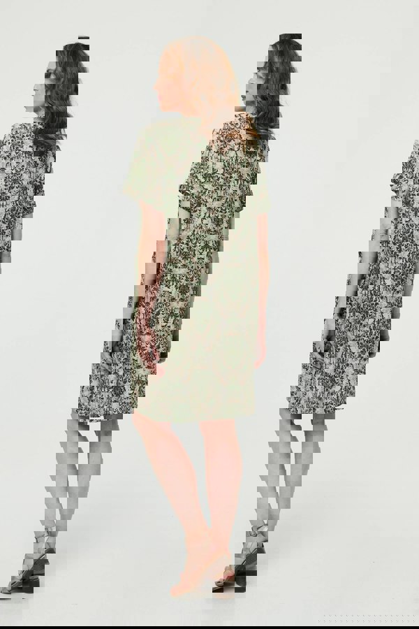 Green | Baroque Print Relaxed Short Shift Dress
