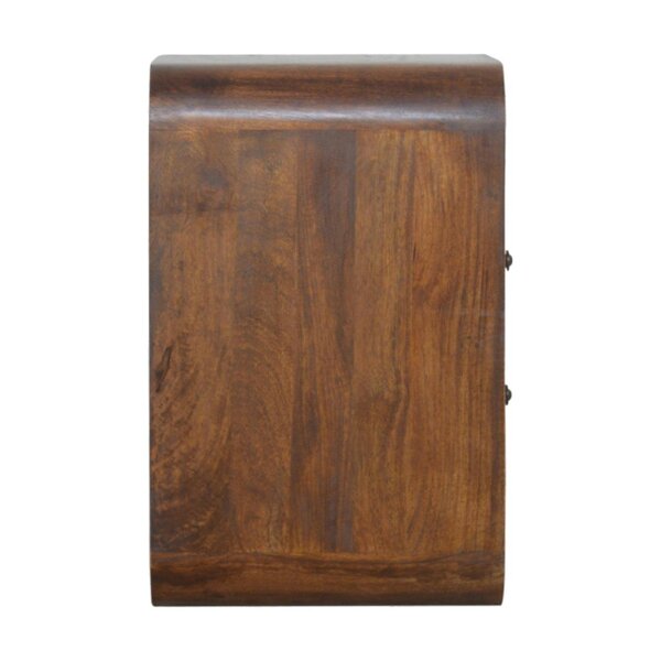 Wyld Haus Bologna Chestnut Mango Wood Curve 2 Drawer Bedside Table