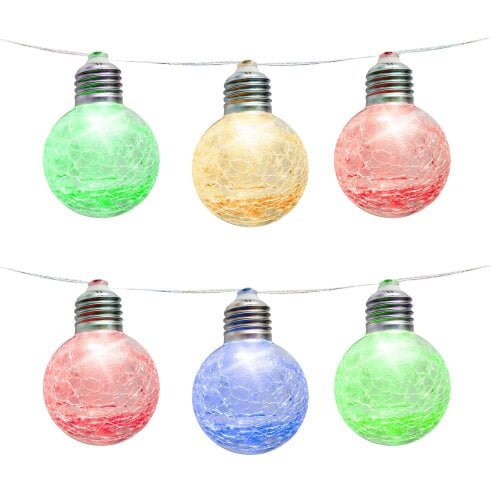 Gardenwize 10-Piece Solar Crackle Ball String Lights – Outdoor LED Garden Lights
