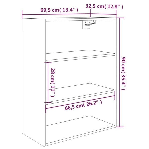 Berkfield Hanging Wall Cabinet White 69.5x32.5x90 cm