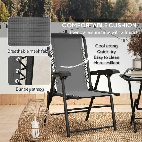 Wyld Haus Lano Metal Dark Grey Mesh 3 Piece Garden Bistro Table And Chair Set