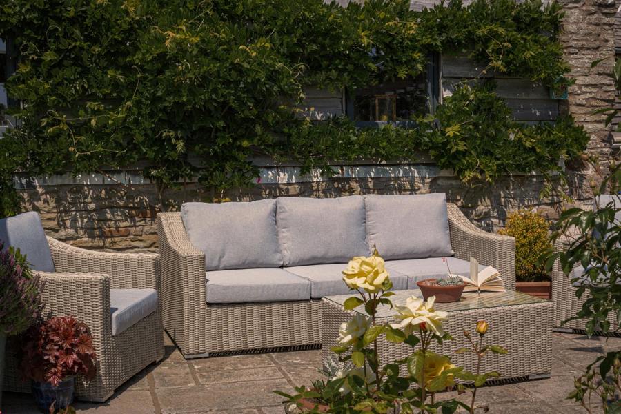 Statement Furniture Friston Rattan Garden Furniture Set Sofa Armchairs & Coffee Table Set