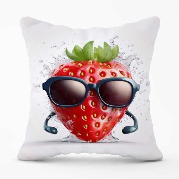 Warren Reed Strawberry In Glasses Cushions