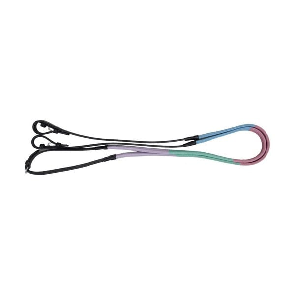 Hy Rubber Covered Training Reins - Lilac/Ice Mint/Baby Pink/Baby Blue