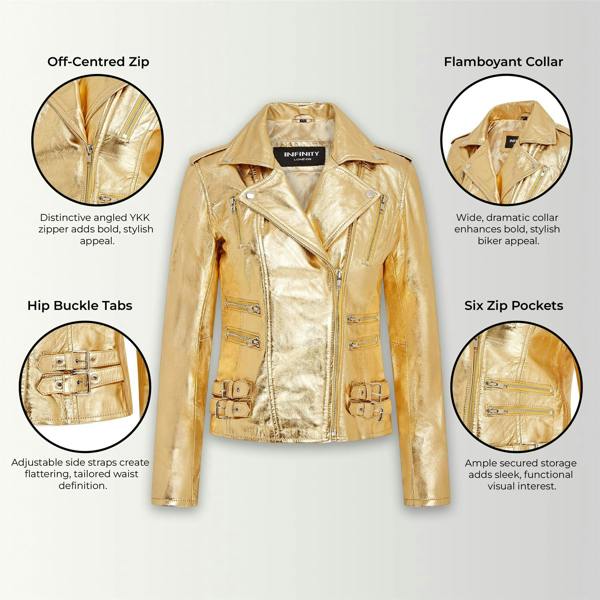 Infinity Leather Womens Leather Vintage Brando Biker Jacket-Orlando