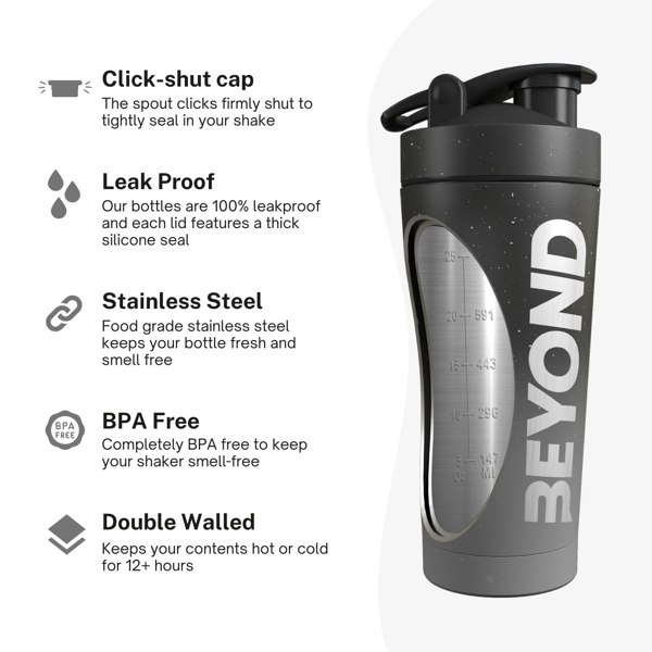 Beyond Shakers 735ml Bottle - Grey & Black Speckled