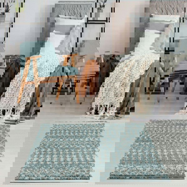 Shaggy blue rug High Quality Elegant Moroccan Pattern