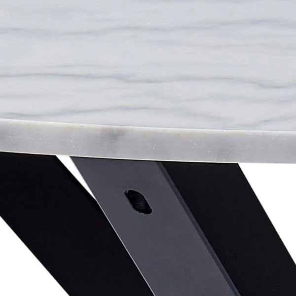 Furniture To Go Heaven Round Dining Table with White Polished Marble Top