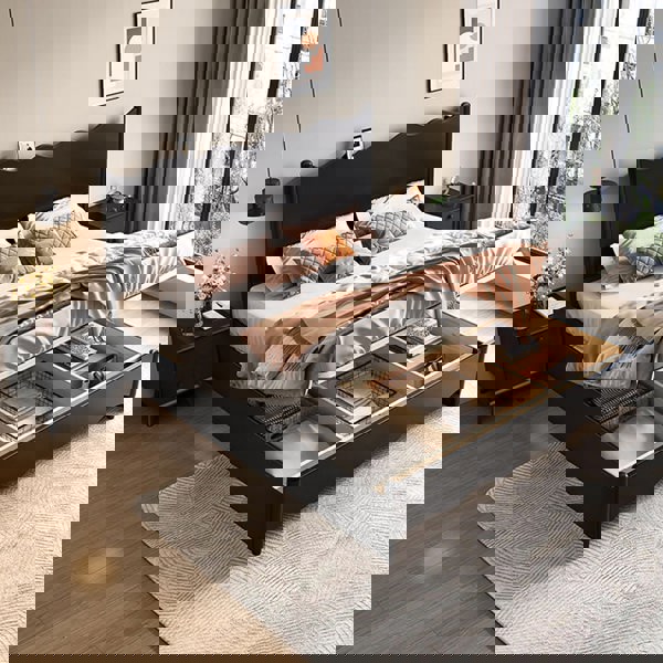 Agatha Queen Size / King Size / Super King Size Storage Bed, Black-Rit Concept-Queen Size-With Storage (Gaslift)-Rit Concept