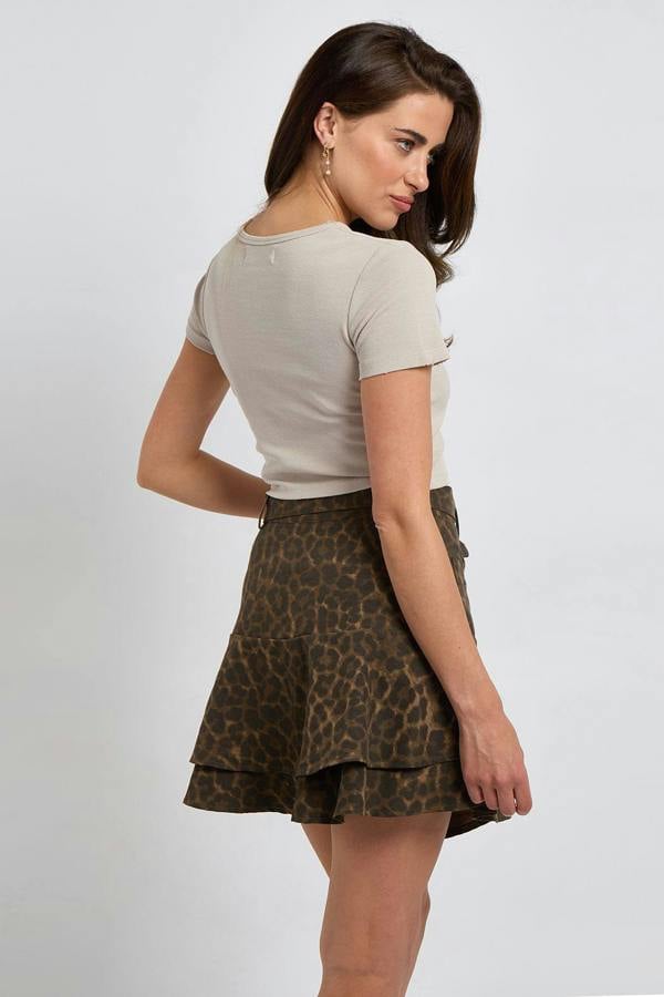 Urban Bliss Leopard Tiered Mini Skirt with Belt