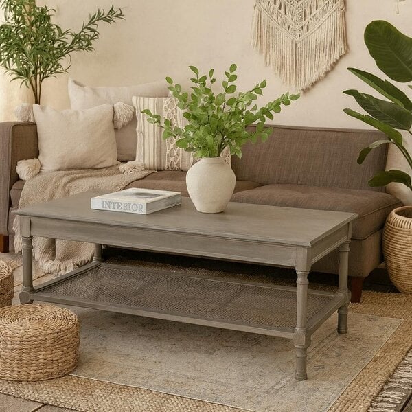 Wyld Haus Laurelbrook Rattan Shelf Rectangular Coffee Table