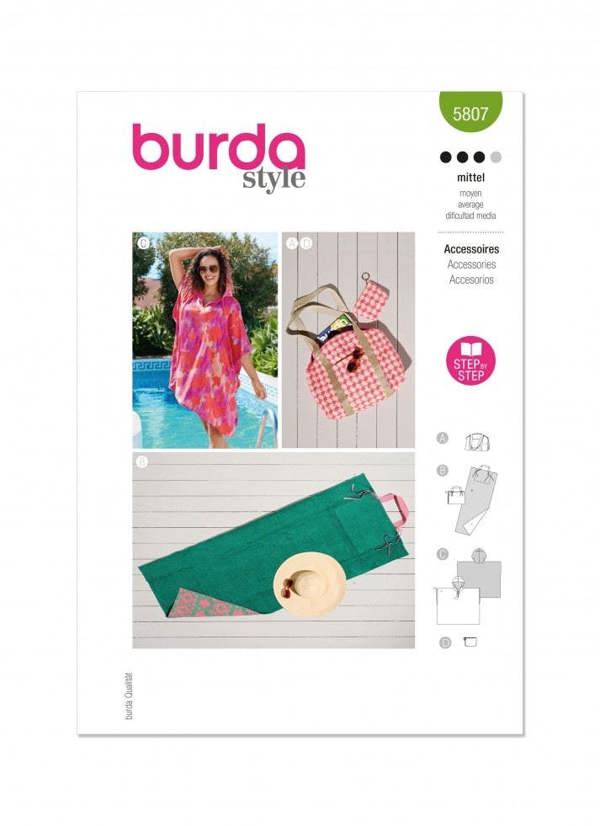 Burda Sewing Pattern 5807 Swimwear, Bags and Accessories For Women, One Size - Intermediate