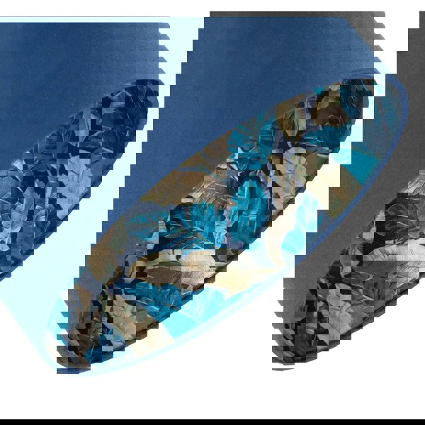 Modern Midnight Blue Linen Lamp Shade with Leaf Floral Pattern Lining Image 3