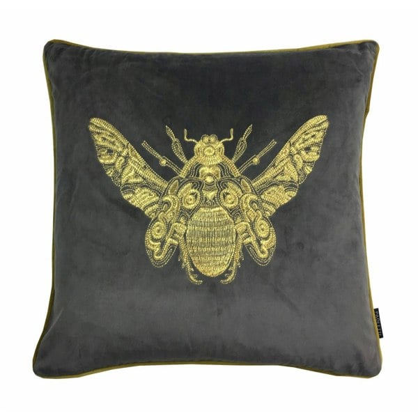 Riva Home Cerana Bee Design Cushion Cover - Charcoal Grey