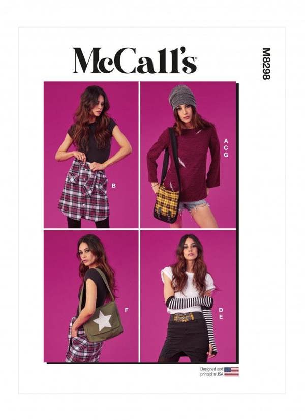 McCalls 8298 Paper Sewing Pattern – Women's Top, Hat, Gloves, Skirt, Belt & Bag, Intermediate