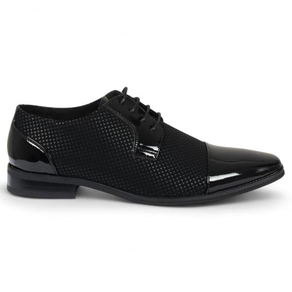 Dolcetto Men's Black Leather Oxford Formal Derby Shoes