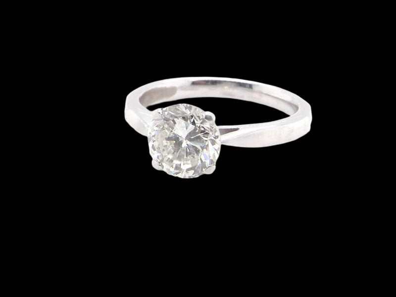 Vintage Tom Solitaire 1.73 Carat Diamond 18 Carat White Gold Ring