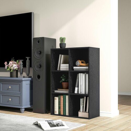 Wyld Haus Sasu Wood Black Effect 6 Cube Storage Bookcase