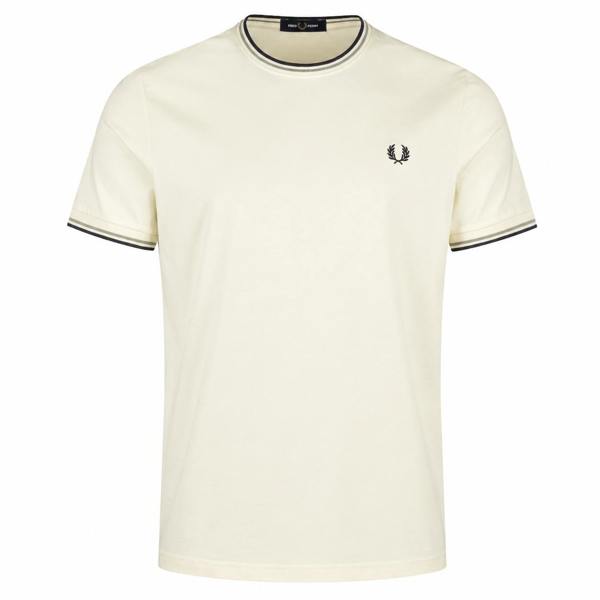Fred Perry Twin Tipped T-Shirt Ecru/Seagrass/Dark Airforce