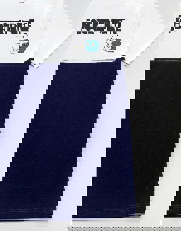 Fortnite Boys White Logo Print Short Sleeved T-Shirt