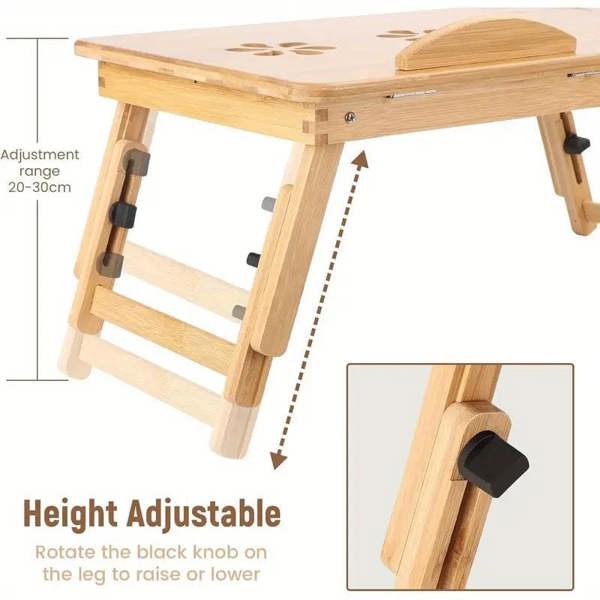 Dyzi Bamboo Portable Laptop Desk Adjustable Height & Angle Stand