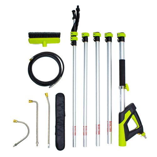 Equip2clean 5.5m (18') Lightweight Aluminium Telescopic Lance with Brush – 6 Section, 4200 PSI