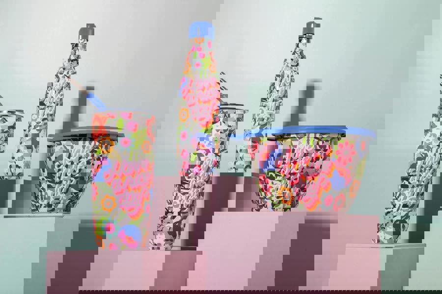 S'well Steffi Lynn Floral Tumbler with Lid and Straw, Insulated Flask 700ml