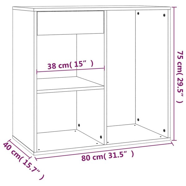 Berkfield Cosmetic Cabinet Smoked Oak 80x40x75 cm Engineered Wood