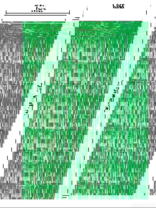 Cheetah Shimmer Tinsel Curtain, 2.5M x 1M Green