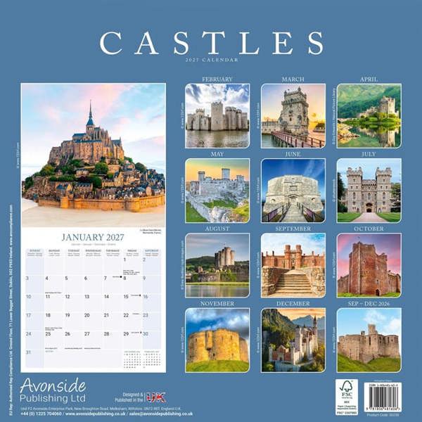 Europe Castles Calendar 2027, Wall Calendars, Month To View, Travel, Gift