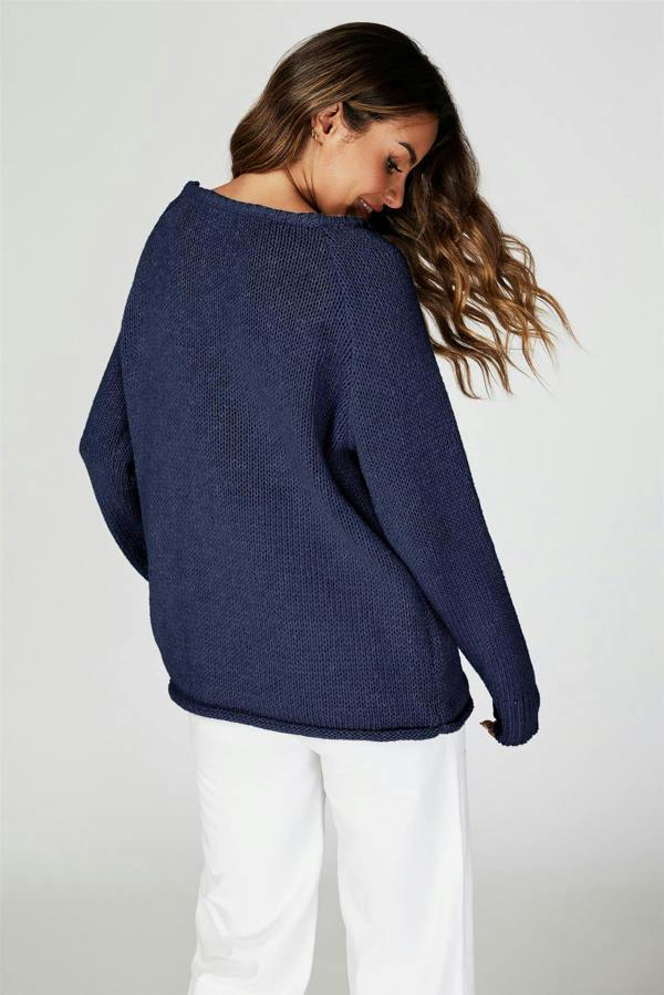 FS Collection Comfy Jumper Top In Navy