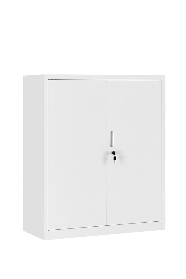 MMT Furniture Designs Grey Metal Storage Cabinet Cupboard 2 Door Locking Office Unit, Steel Filing Cabinet