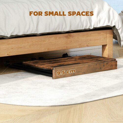 Wyld Haus Zika 80cm Wooden Rustic Brown Folding Desk Lockable Wheels