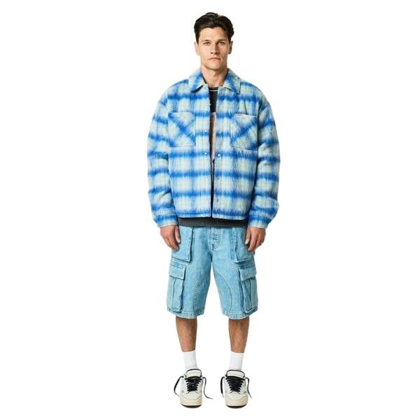 Represent Mens Textured Polyester Overshirt - Electric Blue - 