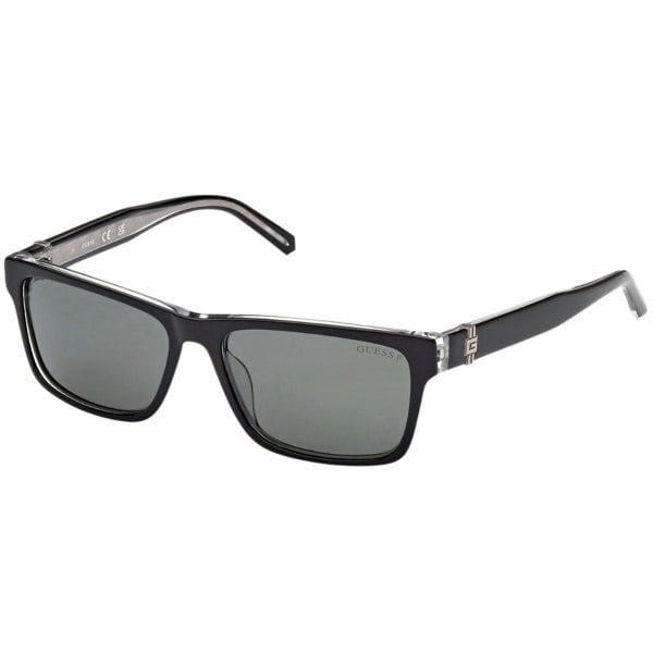 Guess Green Polarised Lensed Shiny Black Clear Details Sunglasses