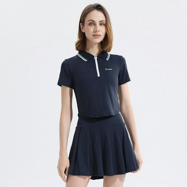 Anniou UPF 50+ Colorblock Polo Pickleball Skirt Set - navy