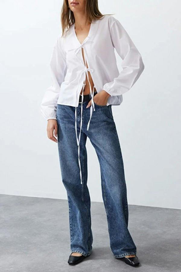 WOVCOR Woven Shirt with Front Tie Detail