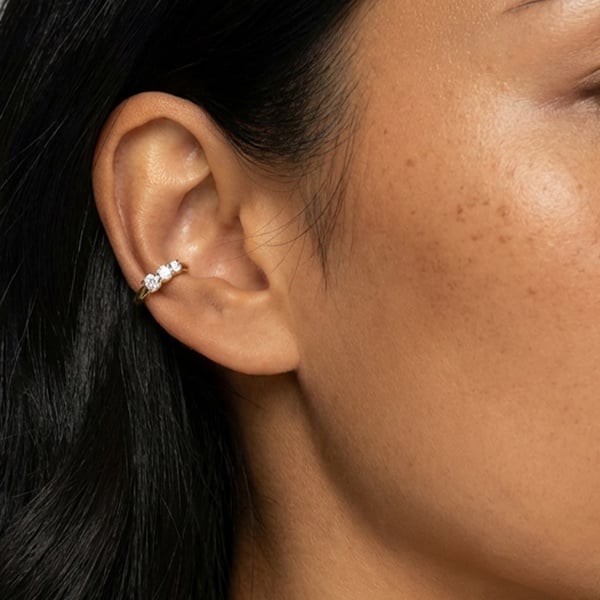 MUCHV Ear Cuffs With Three Stones - Pair