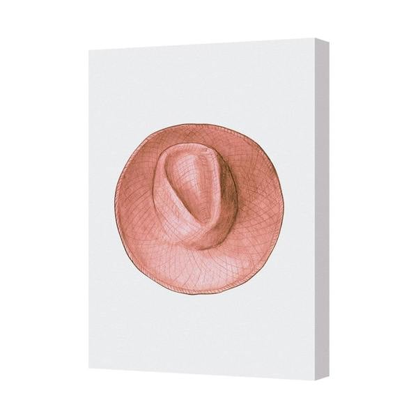 Benjamin Tate Design Canvas Wall Art Pink Wide Brim Hat Portrait Print for Modern Home Decor