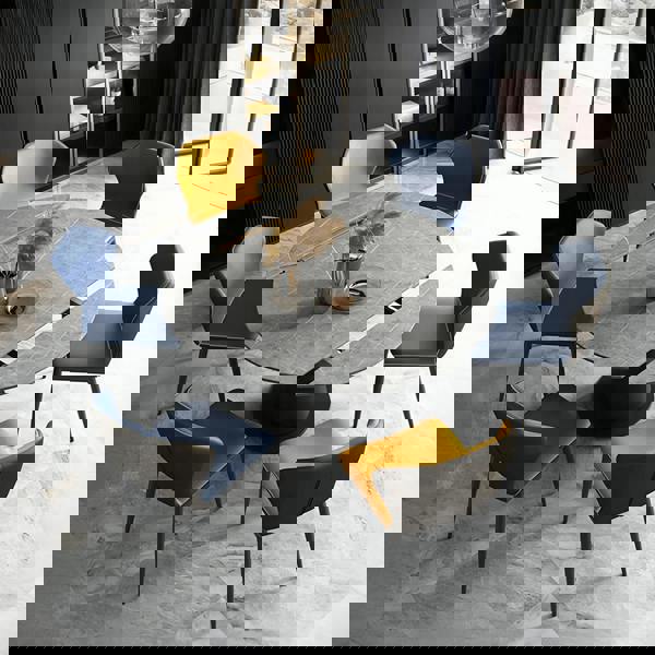 Lessie Extendable Dining Table, Sintered Stone with shoes cabinet